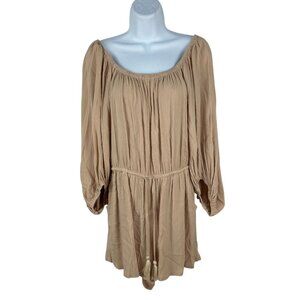 Bluivy Womens Size Large Beige Off-Shoulder Romper 100% Cotton